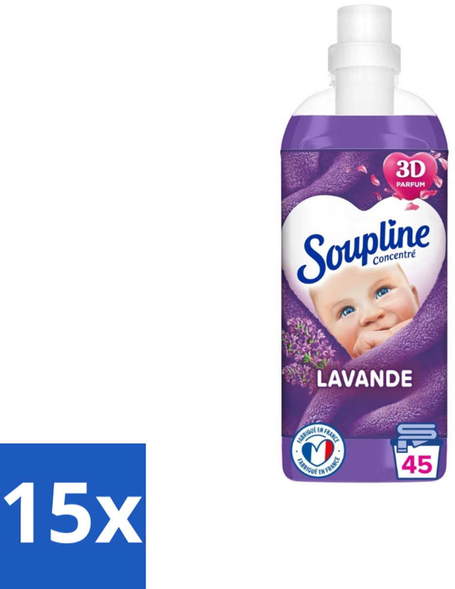 Soupline - Wasverzachter - Lavendel - 45 Wasbeurten - 1L - Bulkverpakking - 15 stuks