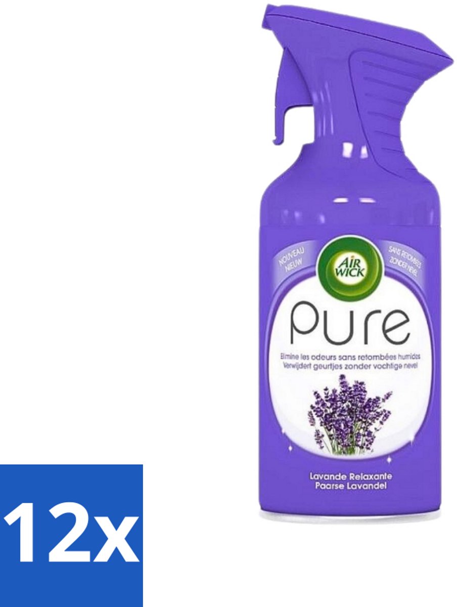 12 x Air Wick - Luchtverfrisser Spray - Paarse Lavendel - 250ml - Luchtverfrisser - Lavendelgeur - Geurspray - Huisgeur - Ongewenste Geur