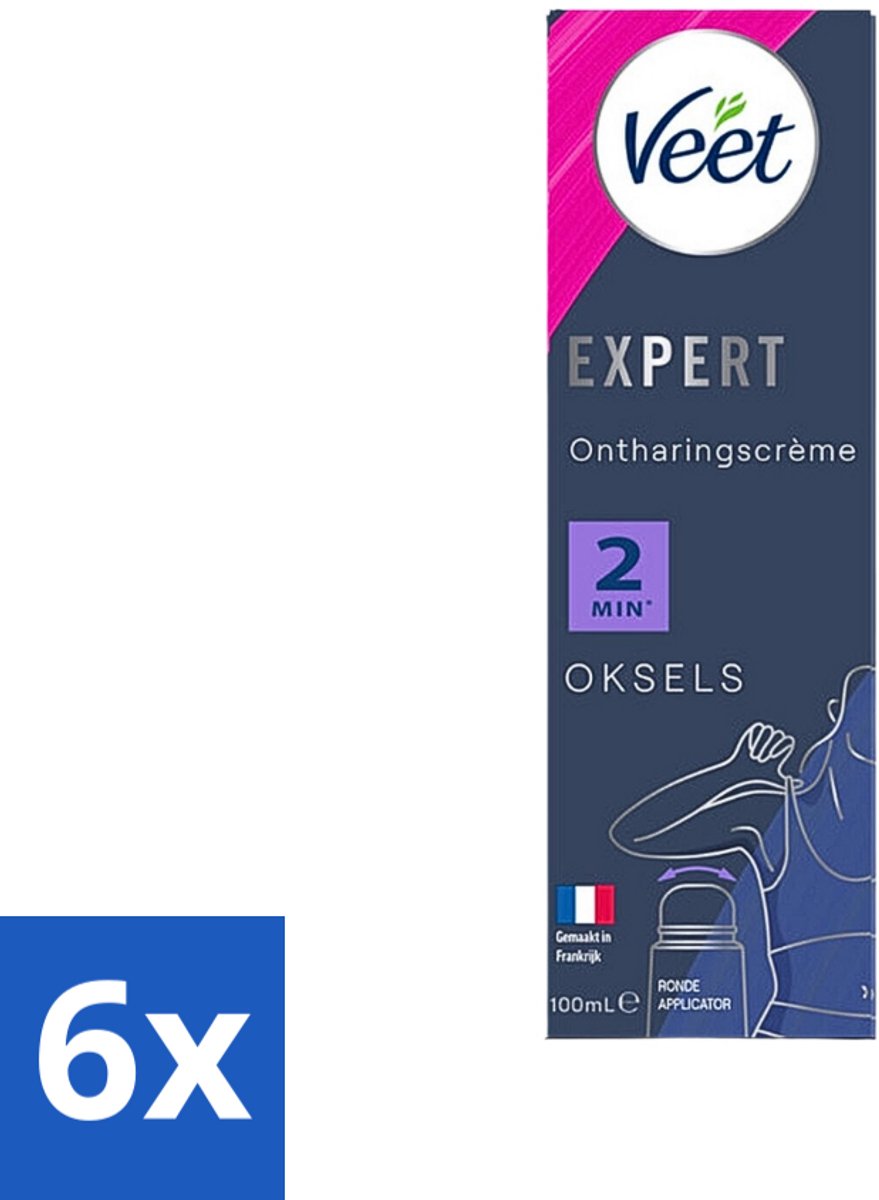 6 x Veet Expert - Ontharingscrème met applicator - Oksels - Alle huidtypes - 100ml - Ontharingscrème - Veet - Oksels - Scheercrème - Huidverzorging