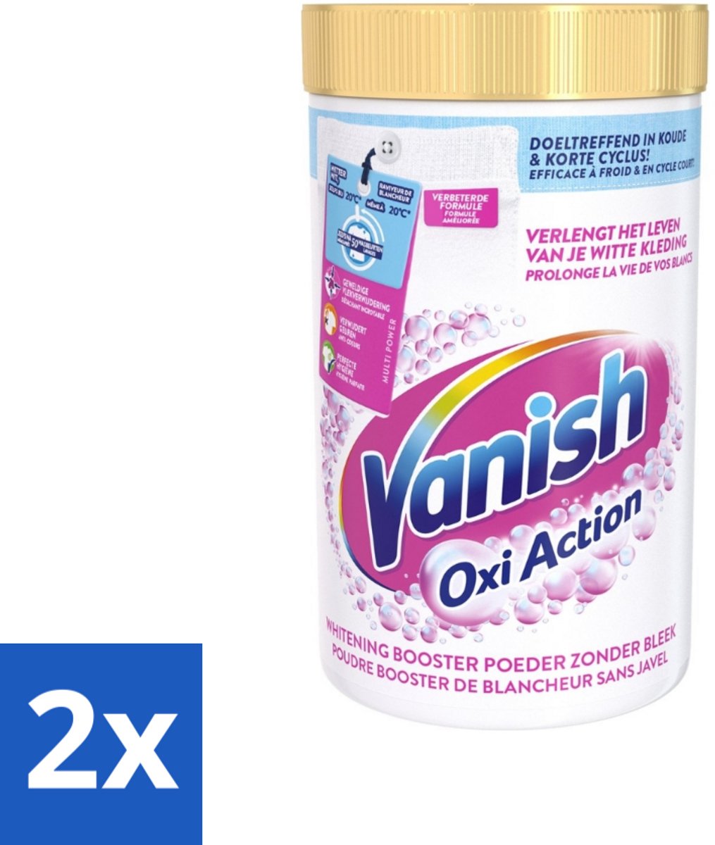 2 x Vanish Oxi Action - Vlekkenverwijderaar Poeder - Zonder Bleek - Witte Was - 1.5 Kg - Vlekkenverwijderaar - Witwas - Wasverzachter - Vlekken Verwijderen - Witwasmiddel