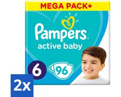 2 x Pampers - Active Baby - Luiers - Maat 6 (13-18 kg) - Extra Groot - 96 Luiers - Pampers Luiers - Baby Luiers - Luiers Maat 6 - Luiers Voor Actieve Baby's - Luiers Voor Peuters