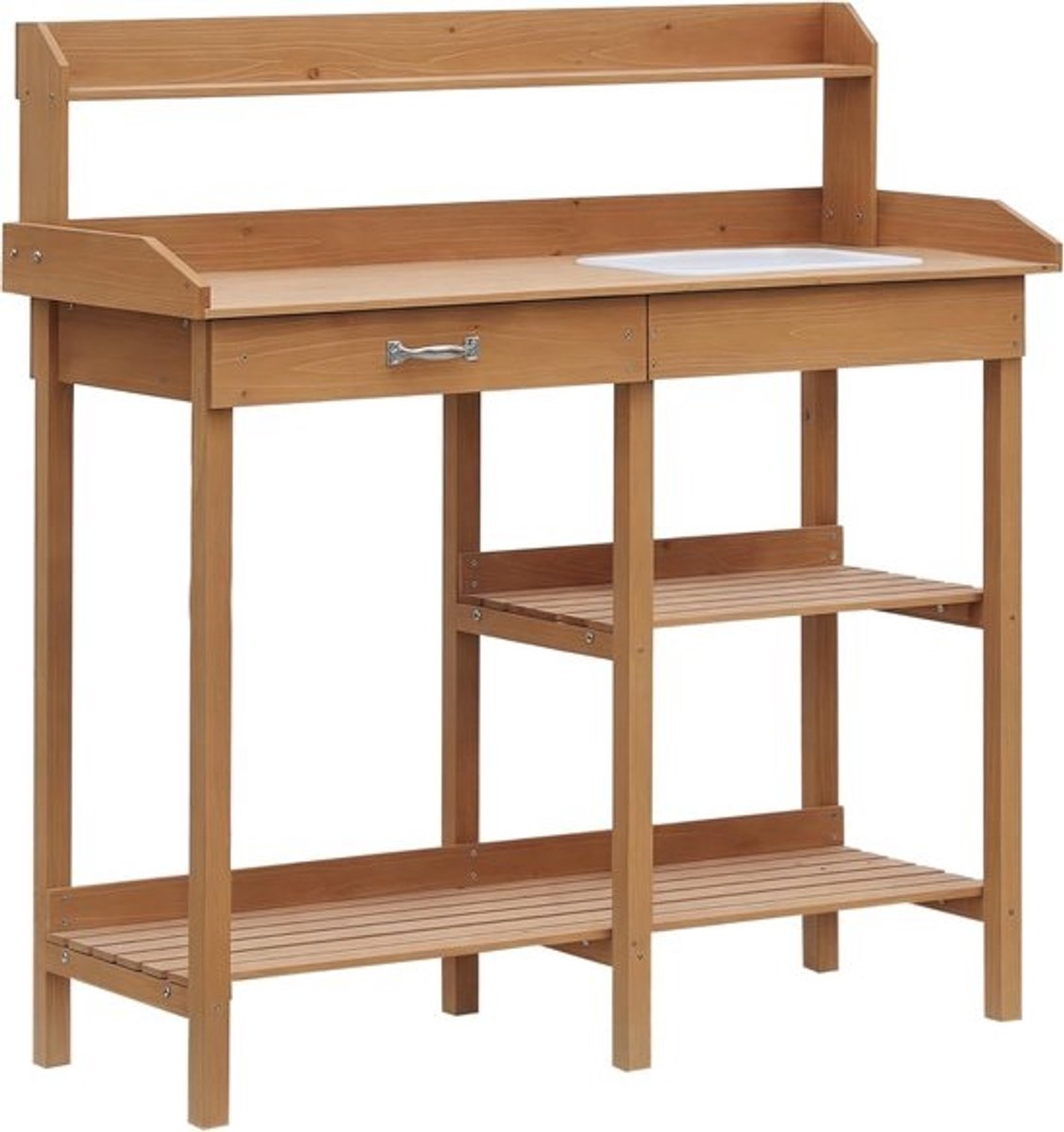 Planttafel met kuip - Tuiniertafel voor binnen en buiten - Vurenhout - 117 x 45 x 121 cm