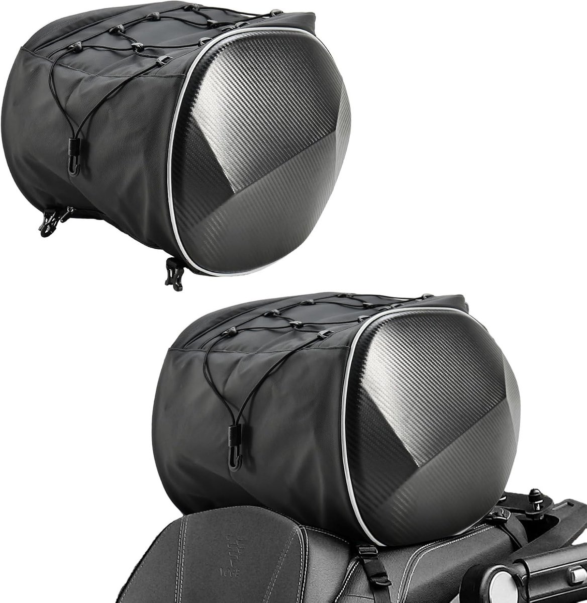 Ruime achterzittas voor motorfiets met reflecterende band, universele helmtas en scootertunneltas, zwart en praktisch ontwerp