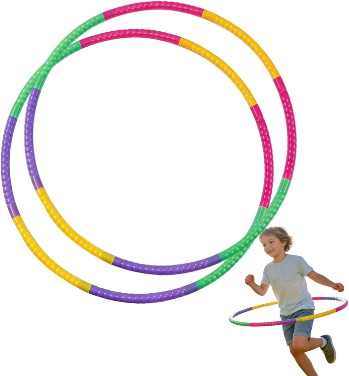 Set van 2 Kinderen Hula Hoops, Verstelbare Diameter 58 cm, Lichtgewicht en Duurzaam voor Buitenactiviteiten en Gewichtsverlies