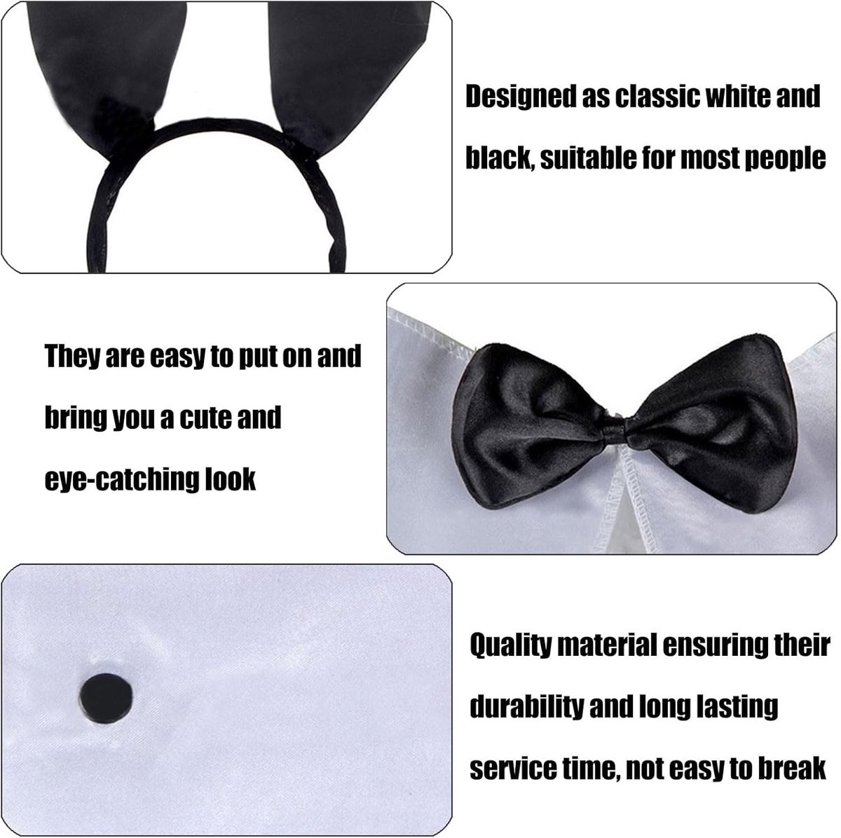 Vijfdelige Set met Bunny Accessoires voor Dames, inclusief Konijnenoren, Staart, Hoofdband en Strik voor Pasen en Cosplay