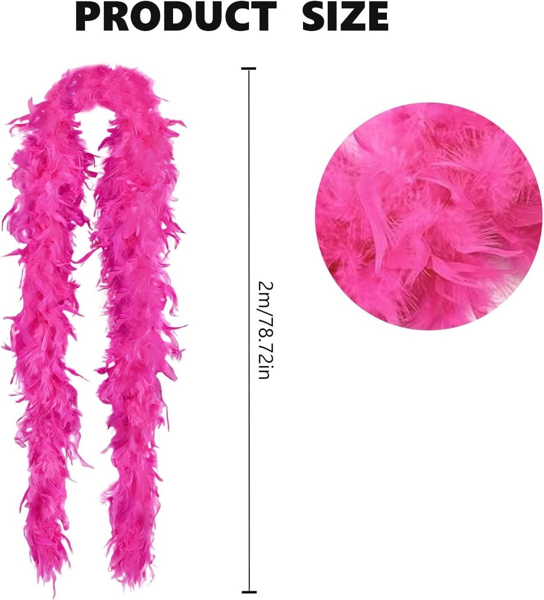Fluffy Verenboa Sjaal van Eendenvacht voor Feestjes, Carnaval, Cosplay en Halloween, 2 Meter, Fuchsia, 40 g