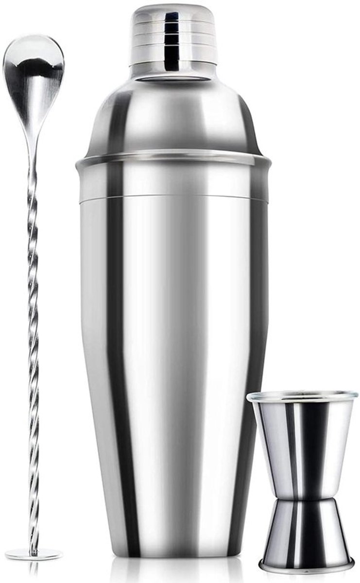 Cocktailset 24oz Cocktail Shaker Sapmixer Martini Shaker Chill Drankjes Snel 3-delige Barman Kit Drink Shaker Bar Gereedschap Set met Maatjigger Menglepel Ingebouwde Barman Zeef