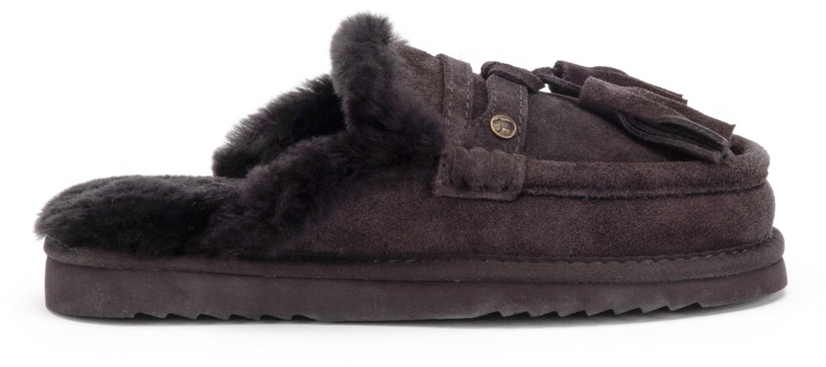Warmbat Temora Suede tassels Dames Sloffen - Bruin