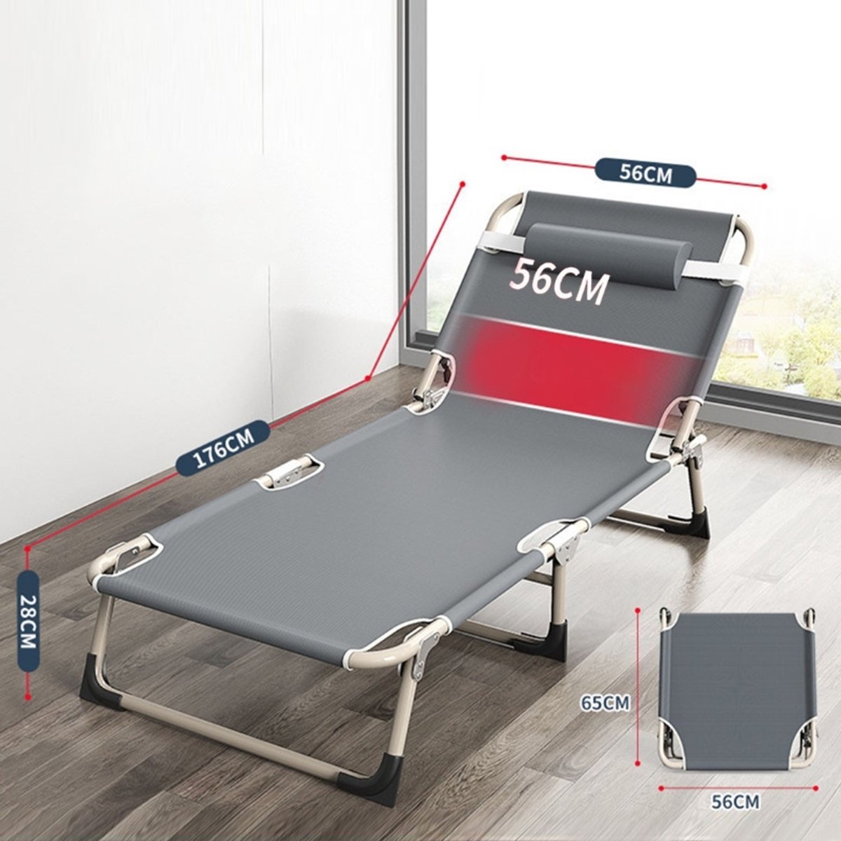 Opklapbaar bed voor kamperen en reizen, stevig, opvouwbaar, lichtgewicht, voor volwassenen, inclusief matras thumbnail 2