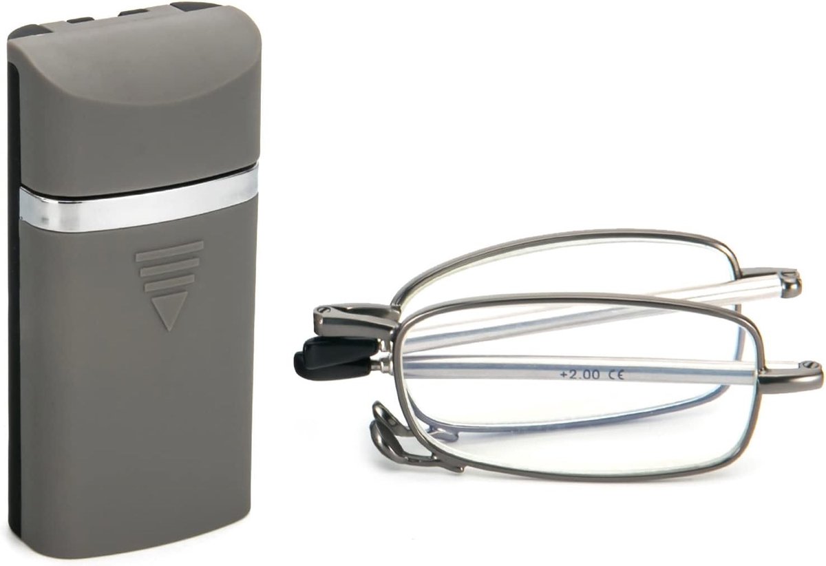 Vouwbare Leesbril van RVS met Anti-Blauwlicht Technologie en Etui voor Dames en Heren, Compact en Handig voor Thuis en Onderweg