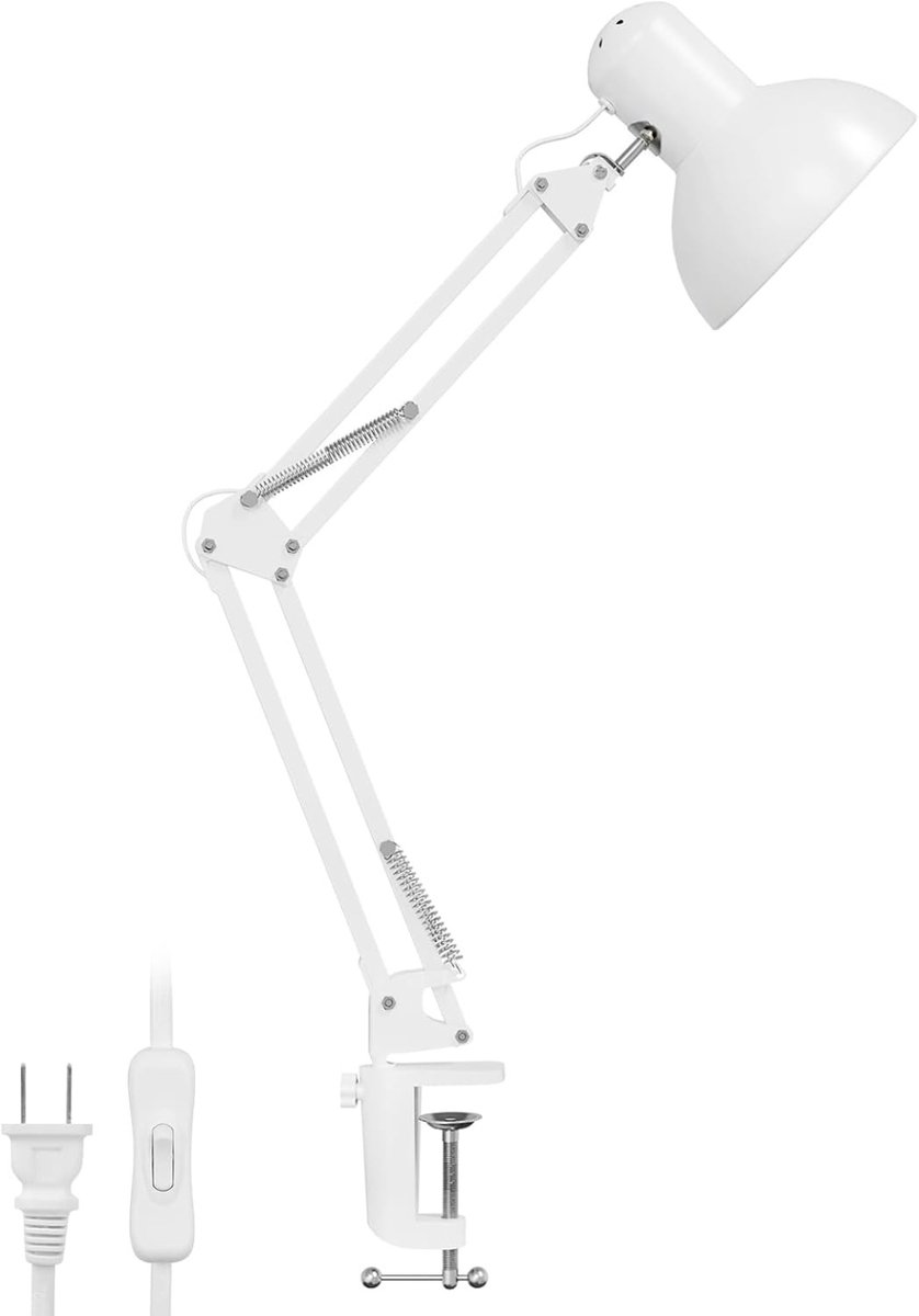 Allvia® Bureaulamp Met Klem - Bureaulamp - Lamp - Wit - 38cm x 15cm x 27cm