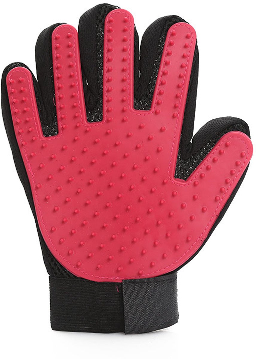 Vachtverzorgingshandschoen voor honden en katten, Rood