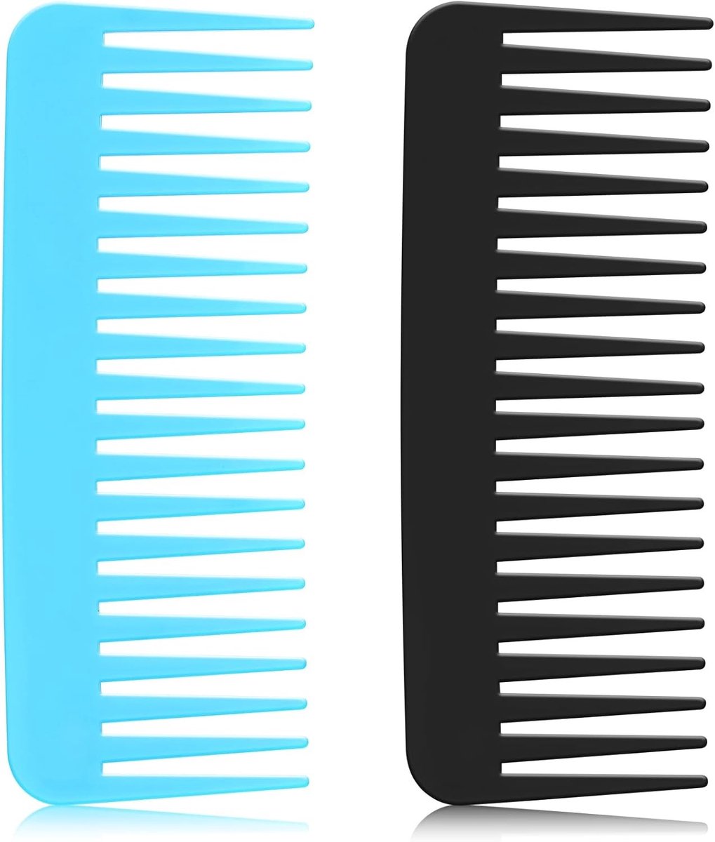 Krulkam - Zwart en Blauw - 15,5 x 6 cm - Antistatische Kam met Grove Tanden - Voor Dames en Meisjes