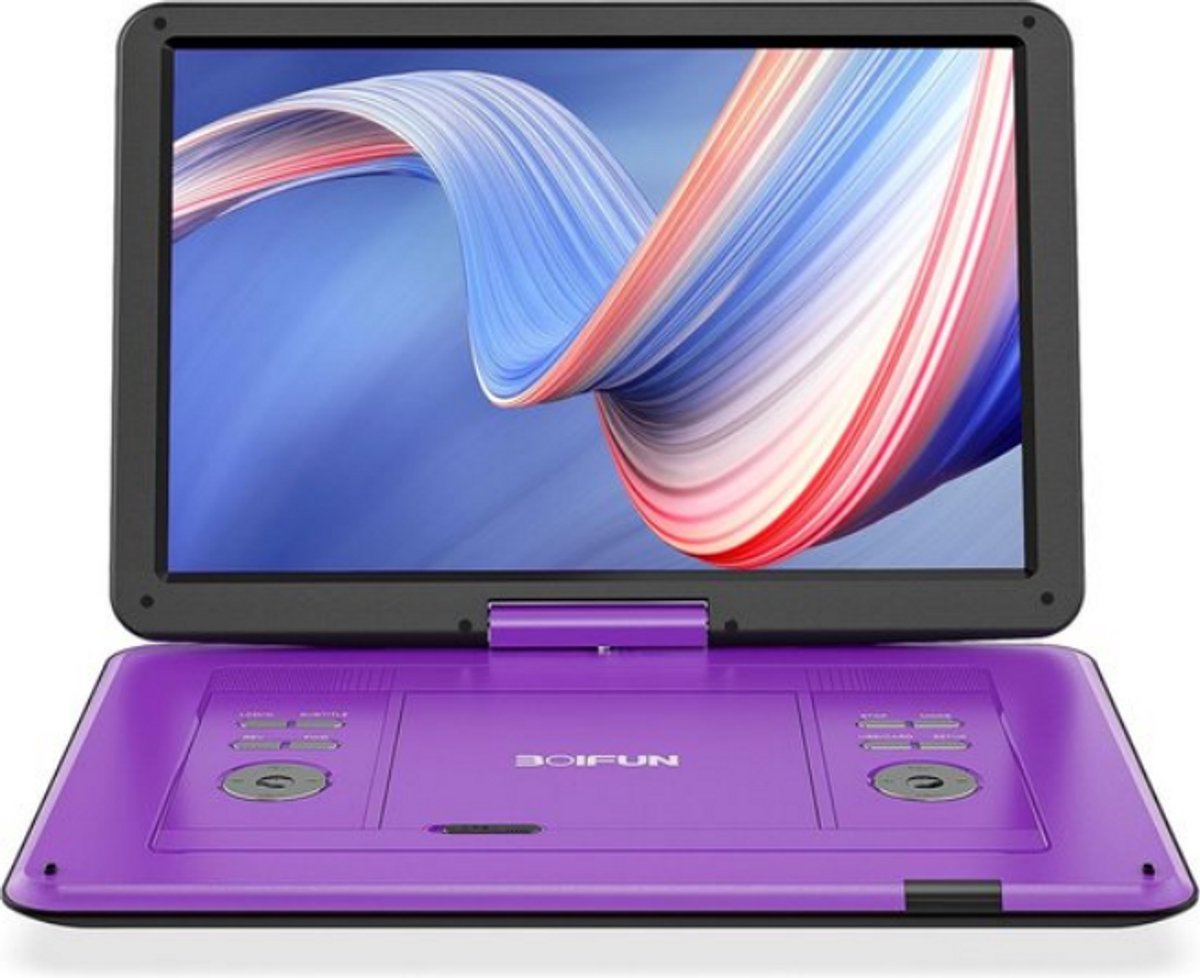 Boifun 17,5 inch draagbare dvd-speler - met 15,6" HD groot draaibaar scherm - voor auto en kinderen - 4-6 uur werktijd met ingebouwde batterij - geheugen-afspeelfunctie, ondersteuning USB/TF-kaart [Blu-ray niet ondersteund]