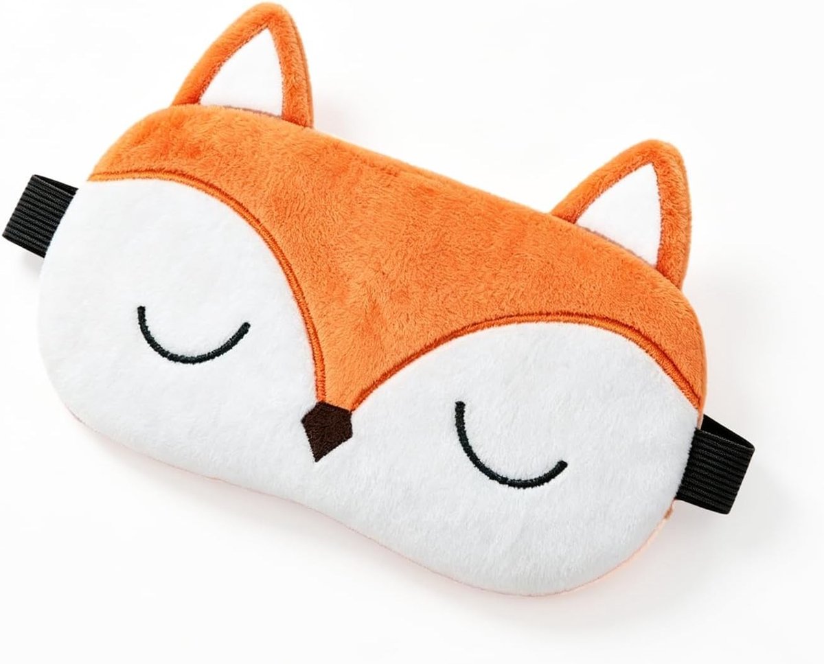 Schattig 3D vos oogmasker voor een goede nachtrust, ideaal voor slapen, reizen en kamperen, oranje kleur
