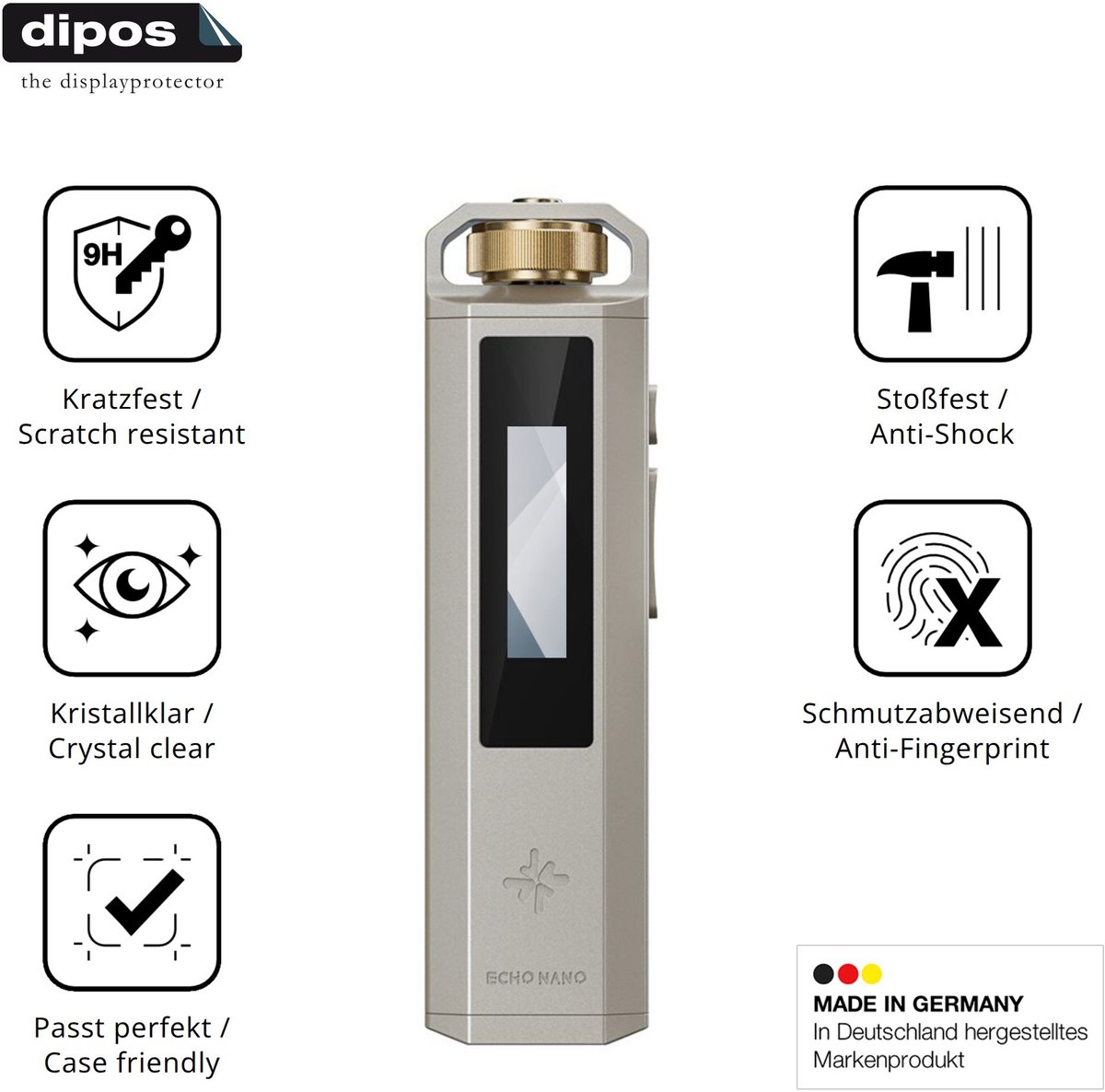 dipos – 2x Pantserfolie geschikt voor FiiO SnowSky Echo Nano | 9H Screenprotector
