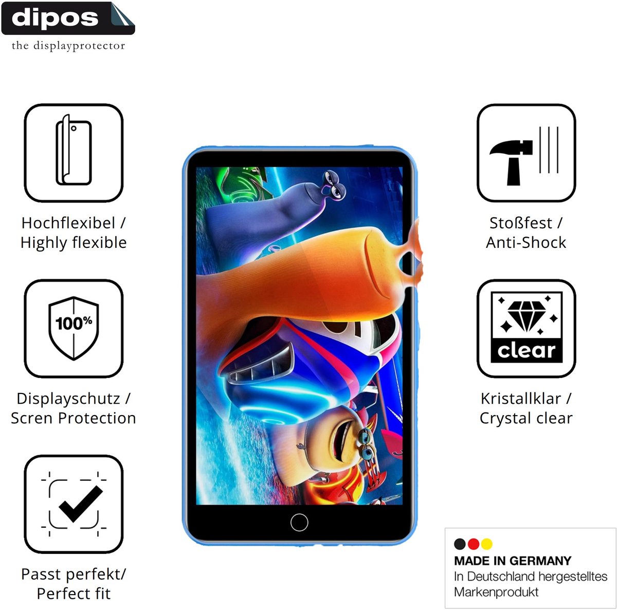 dipos – 2x Beschermfolie geschikt voor Diofox M8 MP3-Player | 3D Full Cover Screenprotector | 100% Passend