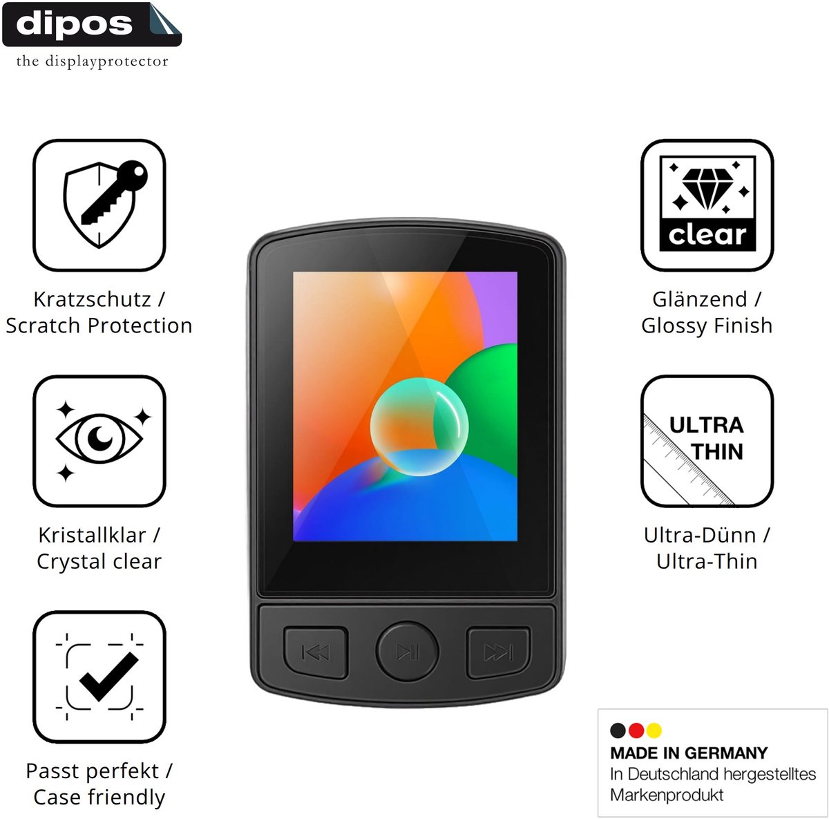 dipos – 4x Beschermfolie geschikt voor Aroeally MP3-07 | Krasbestendige & heldere Screenprotector Ultra-Thin