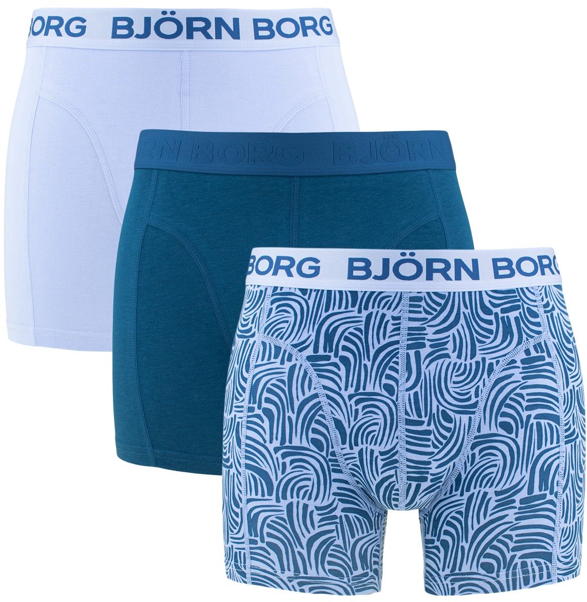 Björn Borg heren 3P bamboe boxers basic print blauw