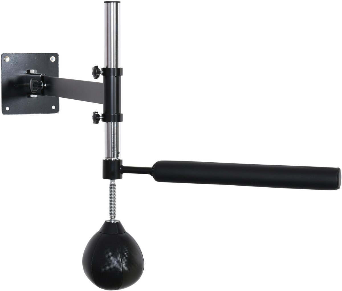 REDOM - Wandgemonteerd boxgestel met speedball - Klapbaar en in hoogte verstelbaar - 360° reflexarm - Kunstleer - Zwart - 79 x 72 x 20 cm