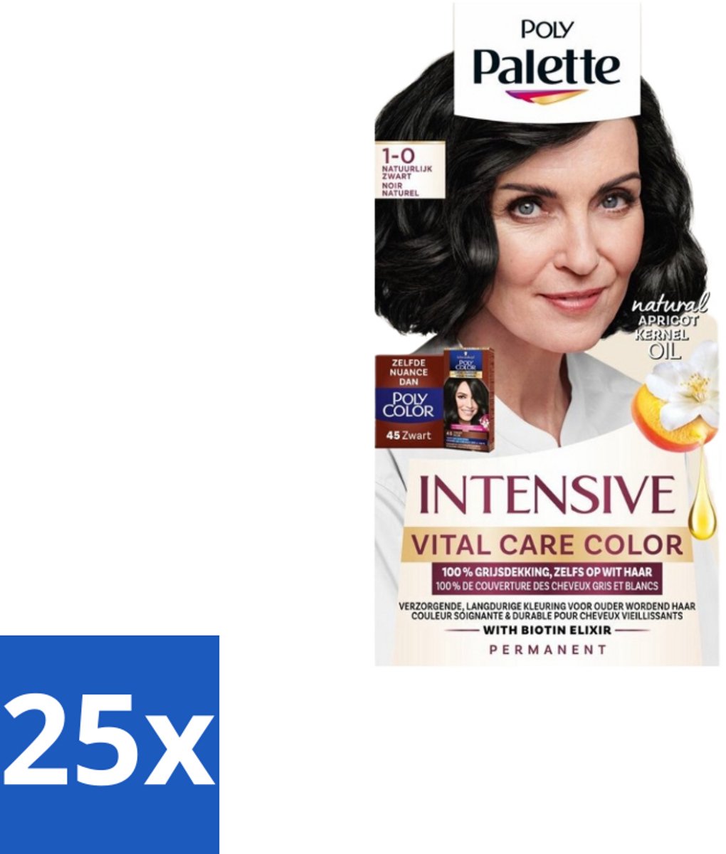 Poly Palette – Haarverf – 1-0 Natuurlijk Zwart – 115 ml - Bulkverpakking - 25 stuks