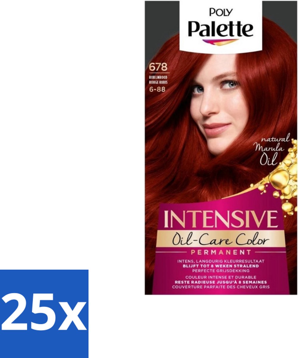 Poly Palette – Haarverf – 678 Robijnrood / 6-88 – 115 ml - Bulkverpakking - 25 stuks