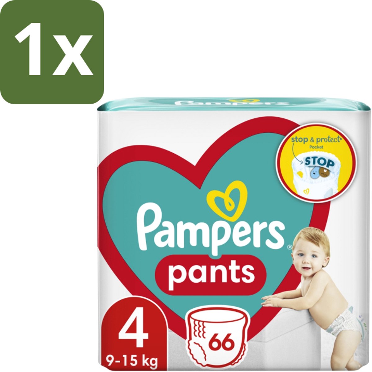 1 x Pampers – Luierbroekjes – Pants Maat 4 – 66 Luiers - Luier Broekje - Luier Voor Baby - Luier Voor Peuters - Actieve Baby - Droge Luier