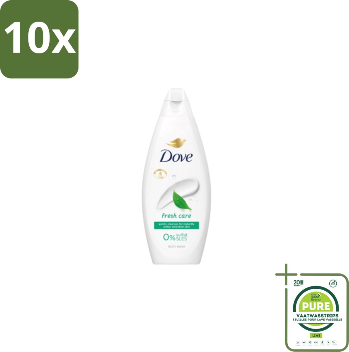 10 x Dove – Douchegel – Fresh Care – 250 ml - Grootverpakking - Douchegel - Fris - Schone Huid - Huid Reinigen - Huid Hydrateren