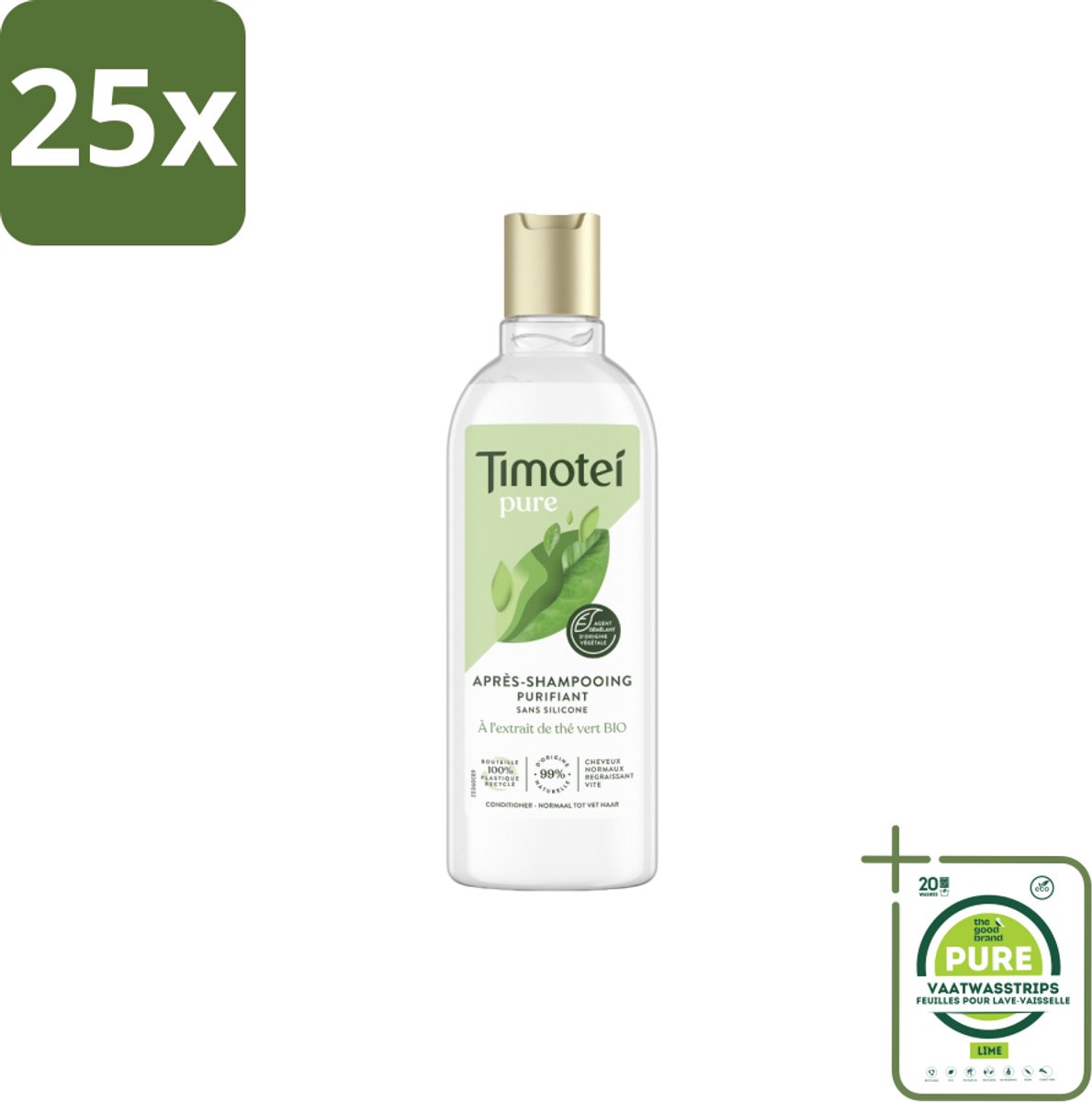 25 x Timotei Conditioner - pure groene thee - 300 ml - Grootverpakking - Groene Thee Conditioner - Zachte Haar - Fris Haar - Natuurlijke Haar Verzorging - Haar Verzorging