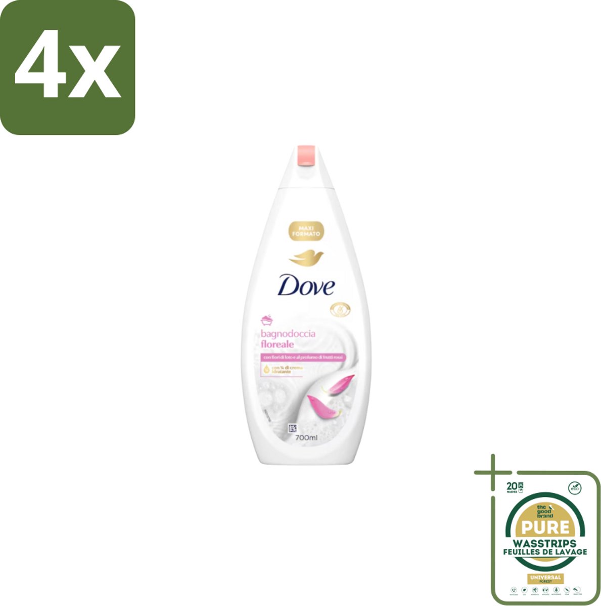 Dove – Badcrème – Soothing Almond Oil & Hibiscus – 720 ml - Voordeelverpakking - 4 stuks - Kalmerend - Schuim