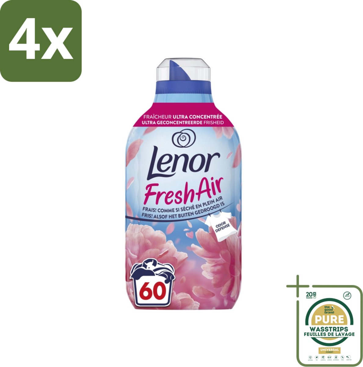 Lenor – Wasverzachter – Bloesem – 60 Wasbeurten – 840 ml - Voordeelverpakking - 4 stuks - Bloesemgeur - Wasgoedfrisheid
