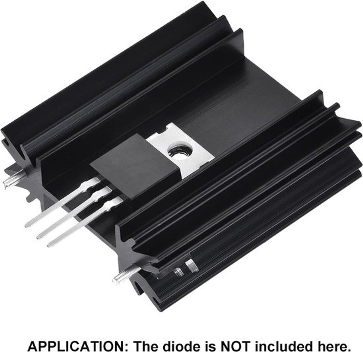 Aluminium koellichaam TO-220 voor transistordiodes - 34 mm x 25 mm x 12 mm met steunpennen