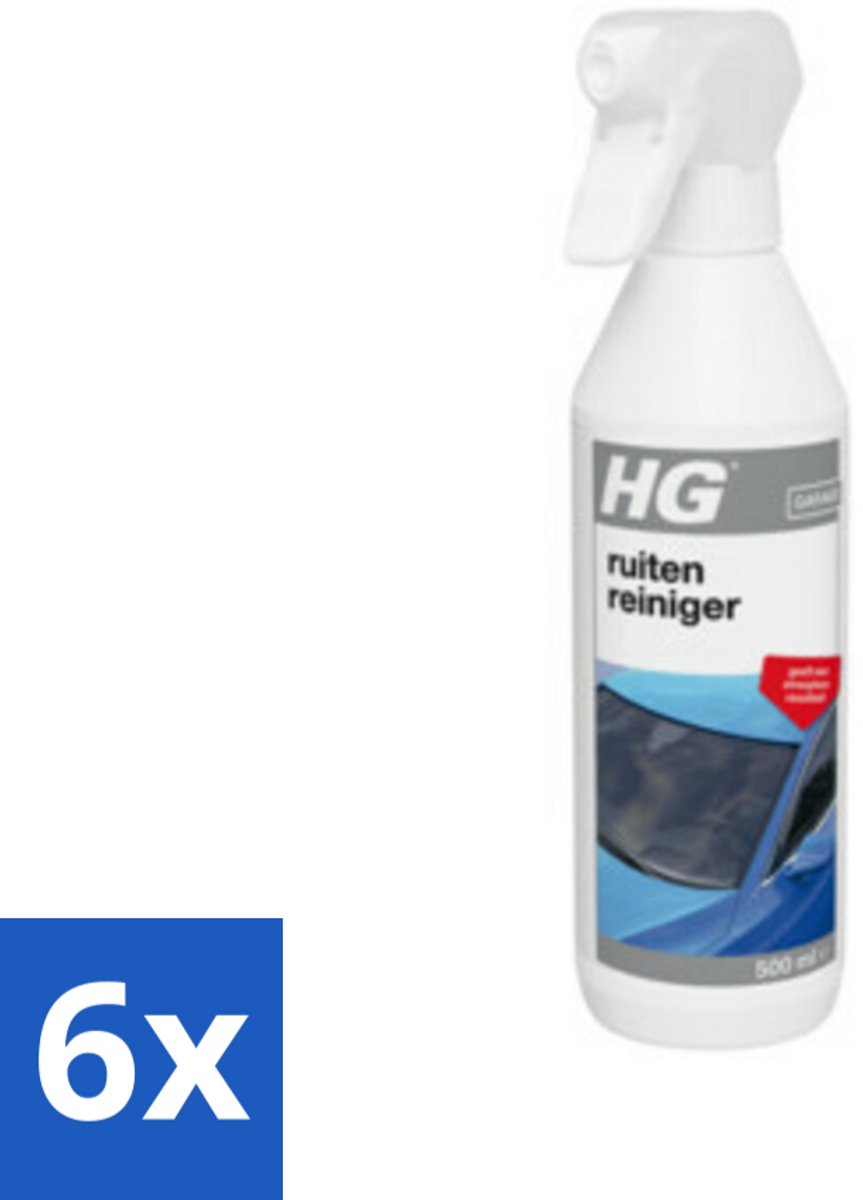 6 x HG Ruitenreiniger 500 ml - Ruitenreiniger - Ruiten Schoonmaken - Streeploos - Auto Ruiten - Caravan Ramen