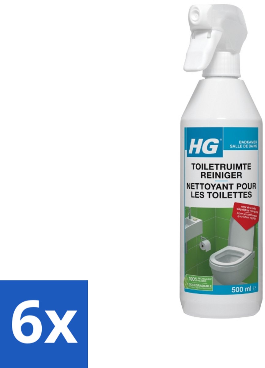 6 x HG Toiletruimte Reiniger 500 ml - Toilet Schoonmaak - Toiletruimte Reiniger - Badkamersreiniger - Snel Drogend - Fris Ruikend