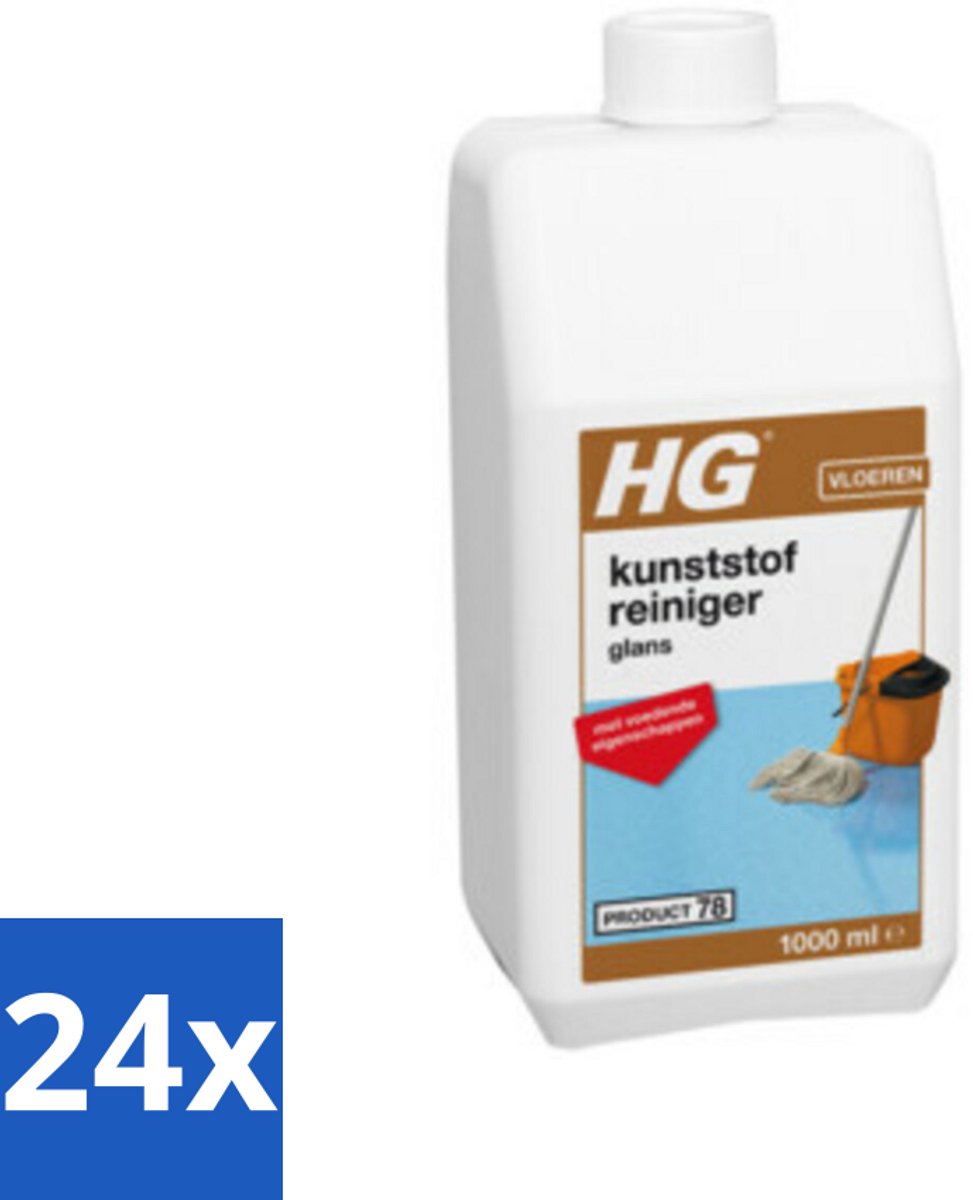 24 x HG Kunststofreiniger Glans 1 liter - Kunststofvloer Reiniger - Glansmiddel - Vinyl Vloer Schoonmaken - Linoleum Reiniger - Marmoleum Reiniger