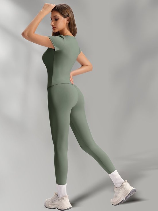 Currero Pilates Pak Dames - Yoga - Buttshaper - Gym - Fitness - Butt Lift - Bil Vergrotend - Heup Liftend - Yogakleding - Groen XL — afbeelding 5
