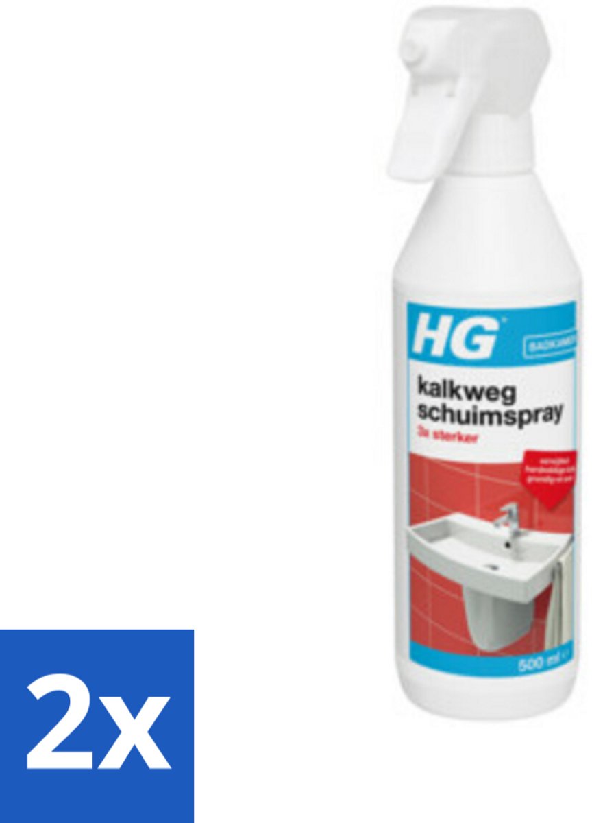 2 x HG Kalkweg Schuimspray 3x Sterker 500 ml - Kalkverwijderaar - Kalkreiniging - Badkamerschoonmaak - Schimmelreiniging - Badkamervuil