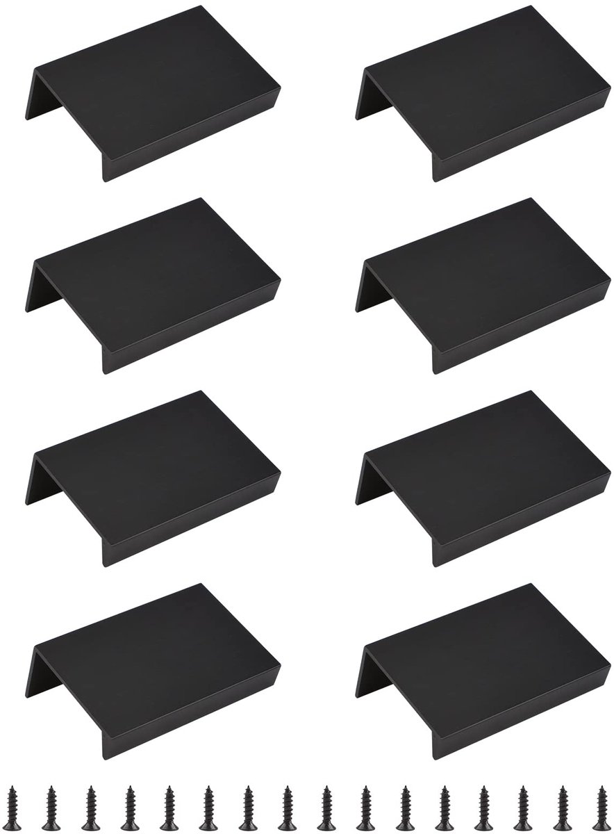 Morobor Zwarte mini-opbouwrandgrepen voor één-vingerbediening, aluminiumlegering lade-handgrepen in moderne stijl met - ShopVlot