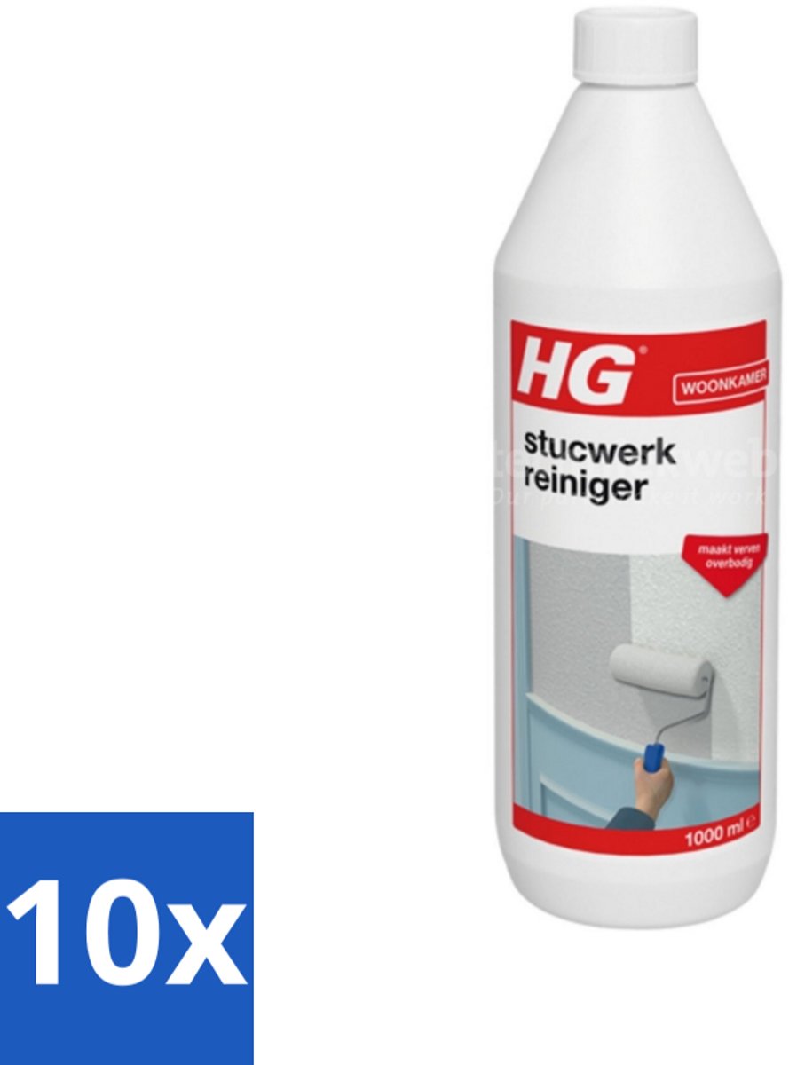 10 x HG - Stucwerk Reiniger - Zeer Snelle Werking - Grondige Reiniging - 1L - Stucwerk Reinigen - Stucwerk Schoonmaken - Stucwerk Reiniger - Sierpleister Reinigen - Verven Overbodig Maken