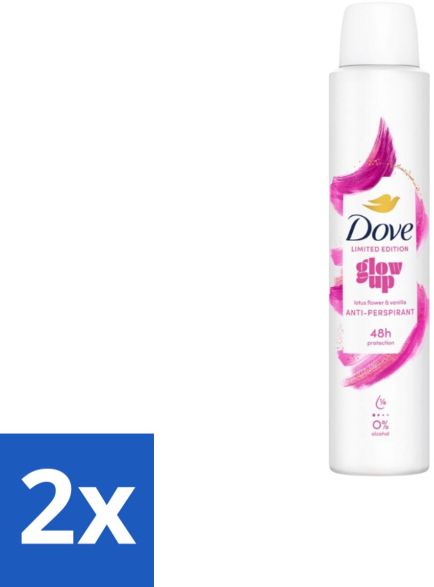 2 x Dove – Deodorant Spray – Glow Up – 200 ml - Anti-transpirant Spray - Zweetvermindering - Geurvermindering - Fris - Bloemig