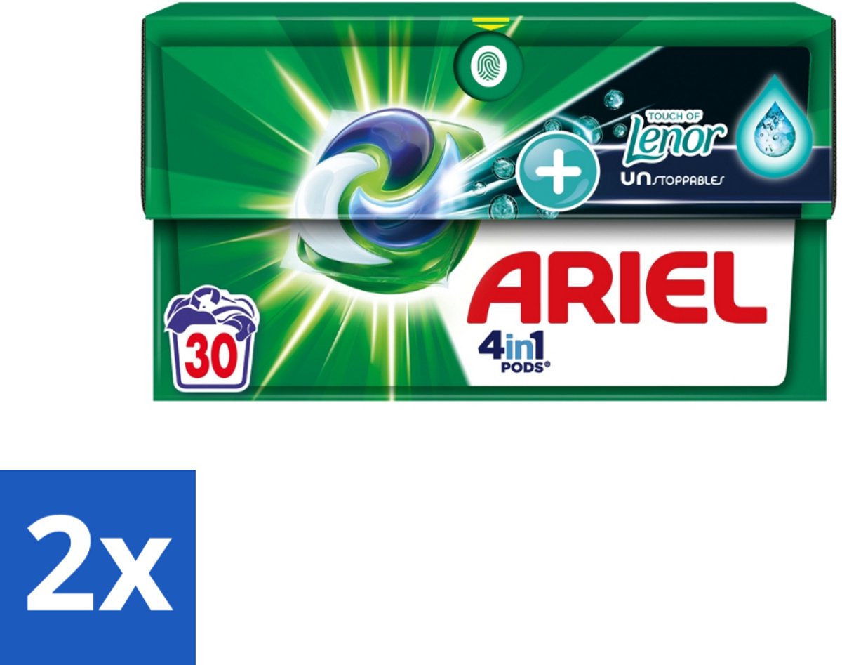 2 x Ariel – 4in1 Pods – Lenor Unstoppables – 30 wasbeurten - Ariel 4in1 Pods - Waspods Langdurige Geur - Koude Was Reiniging - Vlekverwijdering - Kleurbehoud