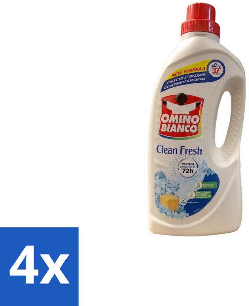 Omino Bianco – Vloeibaar Wasmiddel – Clean Fresh – 1000 ml - Voordeelverpakking - 4 stuks