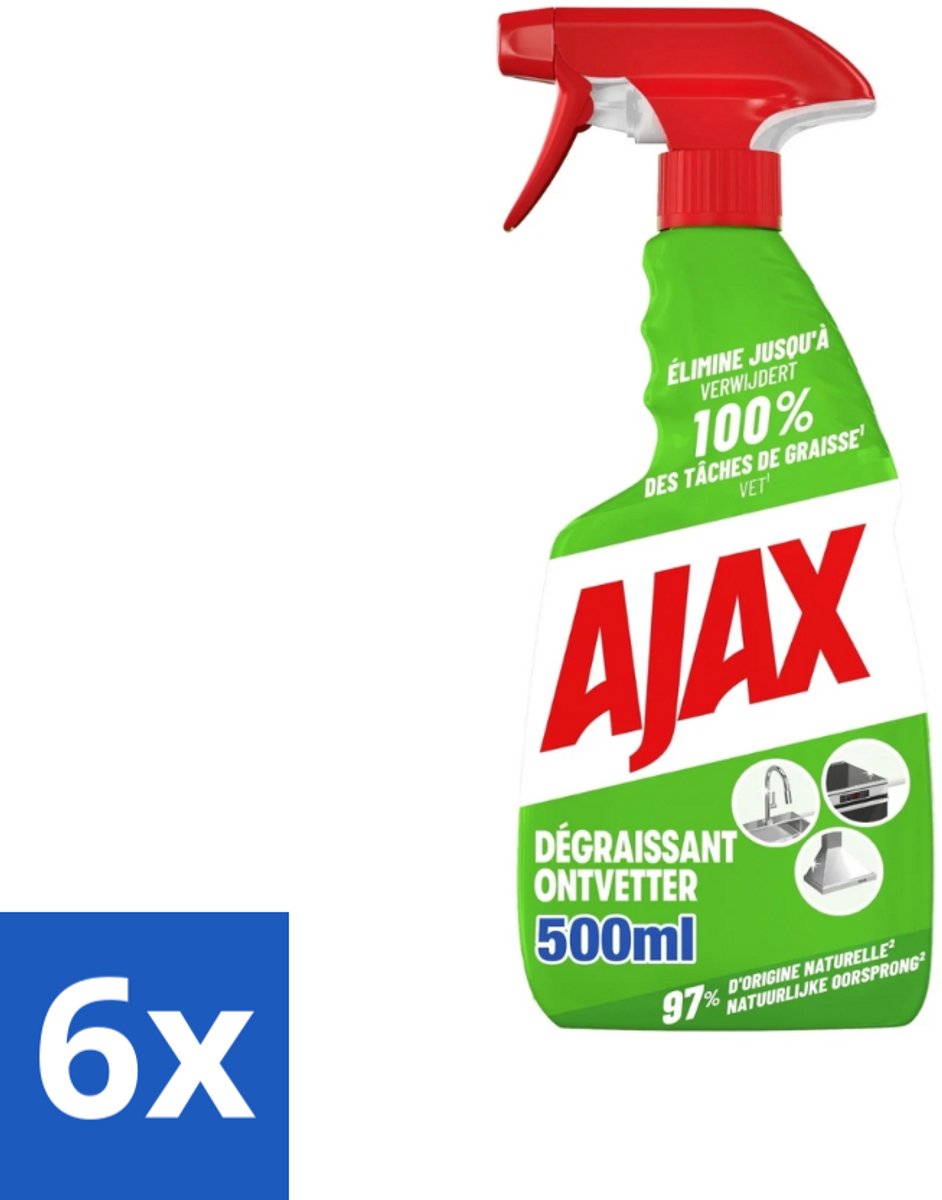 Ajax – Ontvetter Spray – 500 ml - Voordeelverpakking - 6 stuks