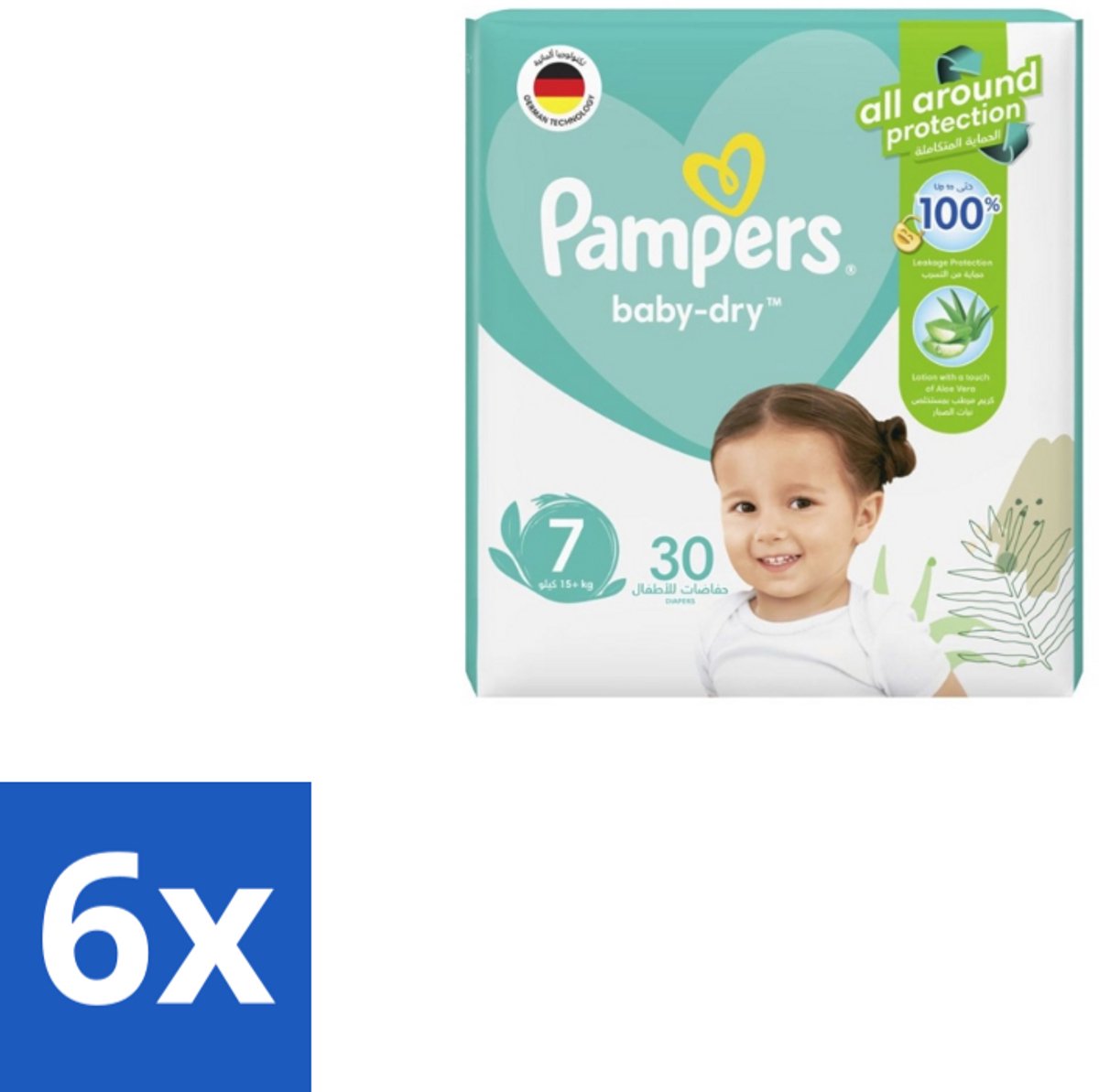 Pampers – Luiers – Active Baby Dry Maat 7 – 30 Luiers - Voordeelverpakking - 6 stuks