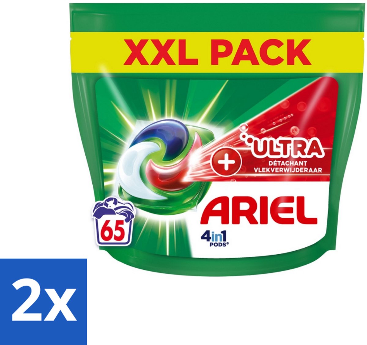 Ariel – 4in1 Pods – Ultra Vlekverwijderaar – 65 wasbeurten - Voordeelverpakking - 2 stuks