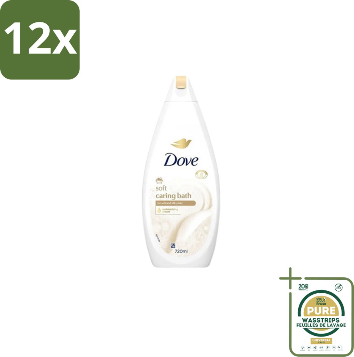 Dove – Badcrème – Soft – 720 ml - Voordeelverpakking - 12 stuks - Zijdezachte huid - Glycerine