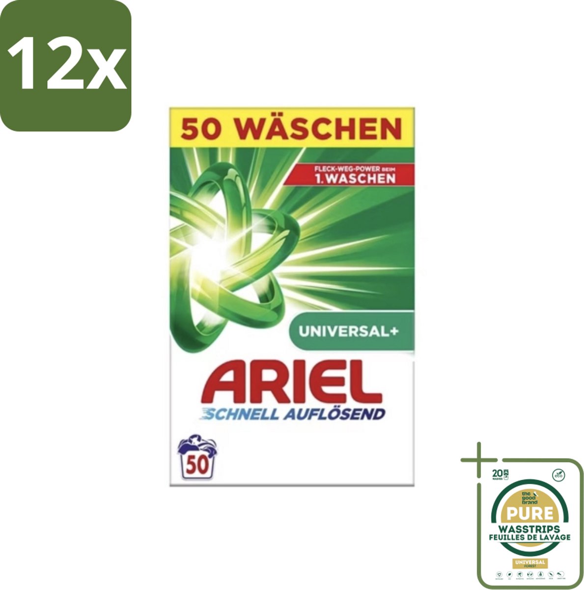 Ariel – Waspoeder – Original – 3 kg – 50 wasbeurten - Voordeelverpakking - 12 stuks - Waspoeder wit - Waspoeder 3 kg