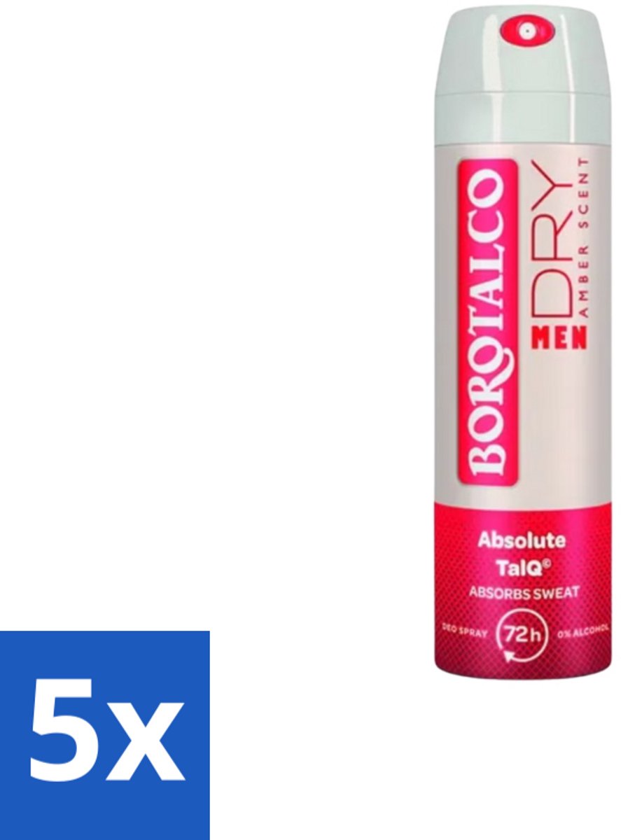 Borotalco – Deodorant Spray – Men Amber Geur – 150 ml - Bulkverpakking - 5 stuks