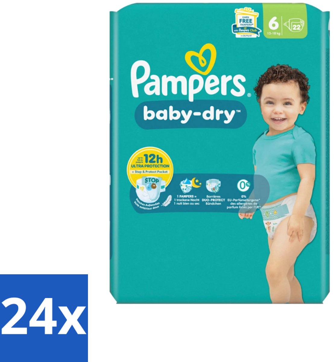 Pampers – Luiers – Baby Dry Maat 6 – 22 Luiers - Voordeelverpakking - 24 stuks