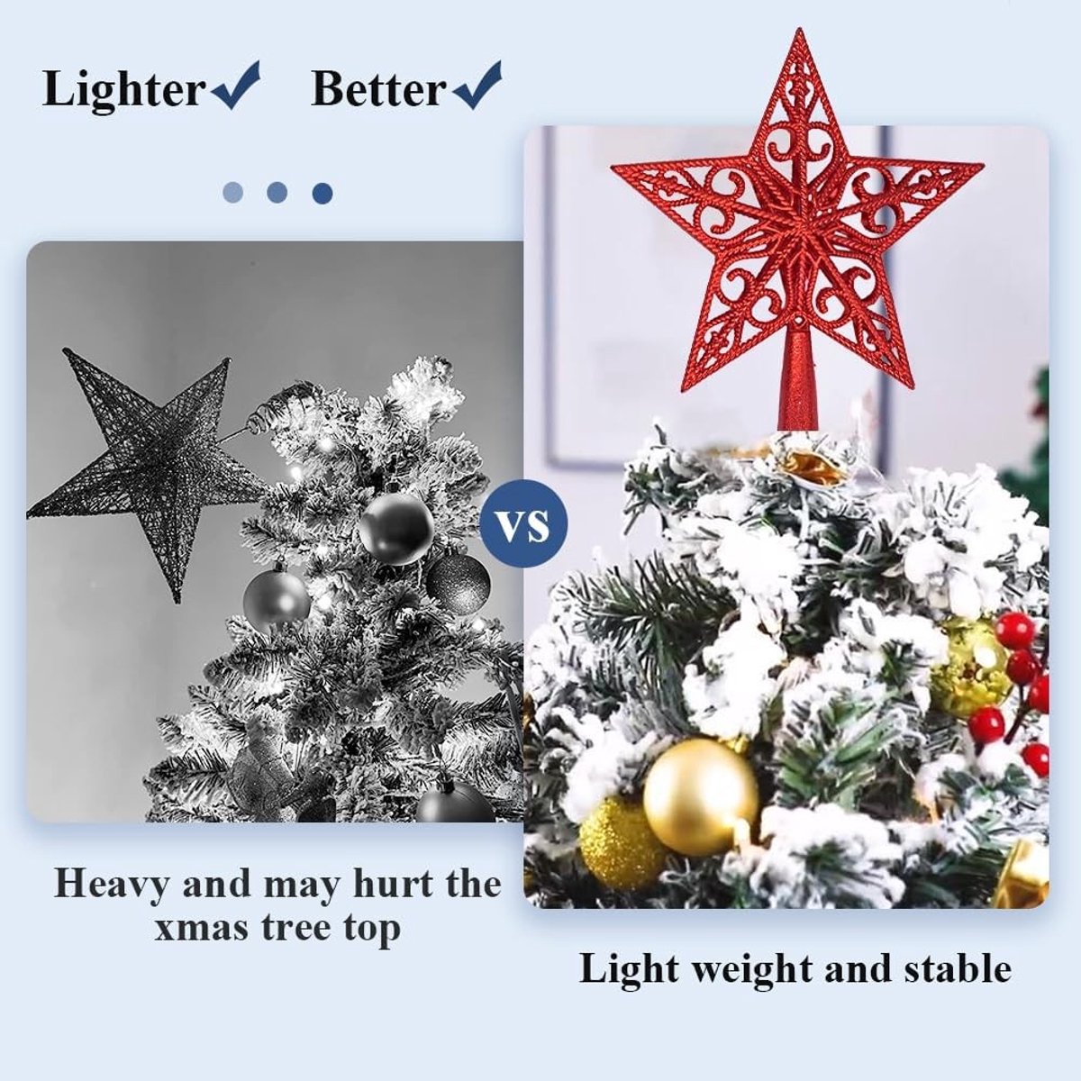 Vintage Ster voor de Top van de Kerstboom - Lichtgewicht Plastic Hollow Out Versiering voor Kerstdecoratie en Geboortevieringen – foto 4